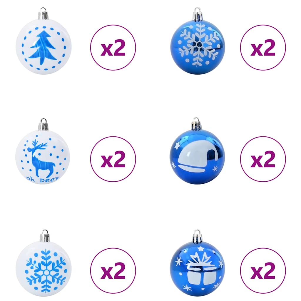 Christmas Bauble Set 40 pcs Blue and White